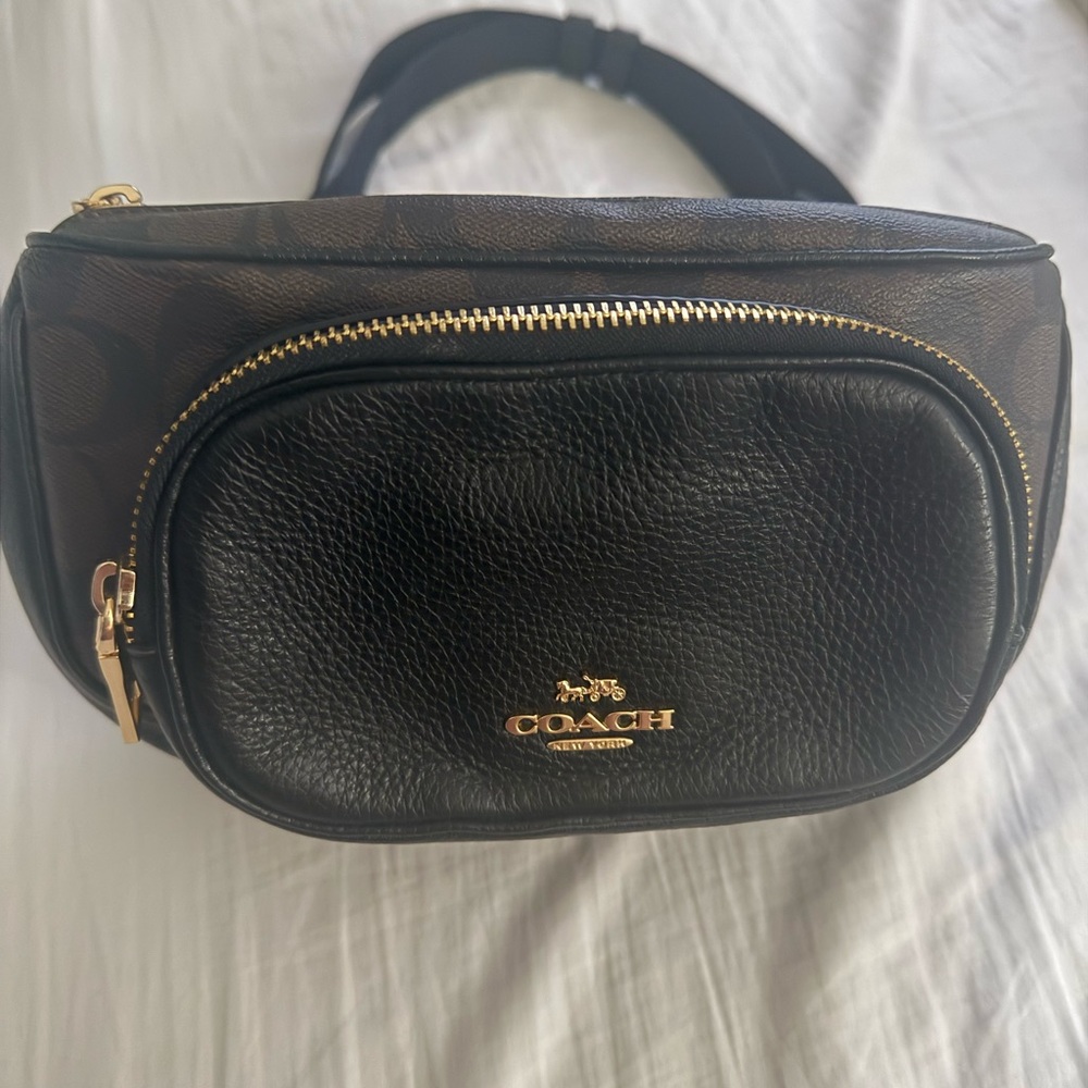 Coach Black and Brown Signature Belt Bag